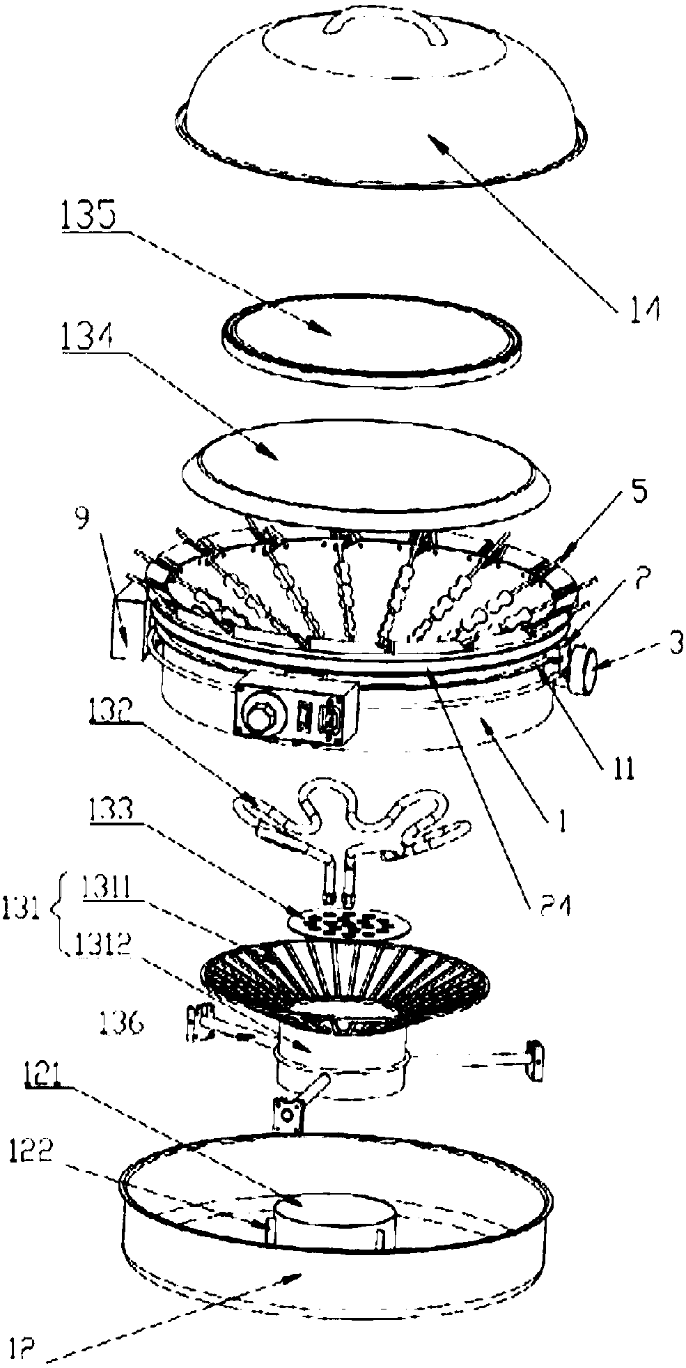 Brazier type stone simmer electric barbeque oven