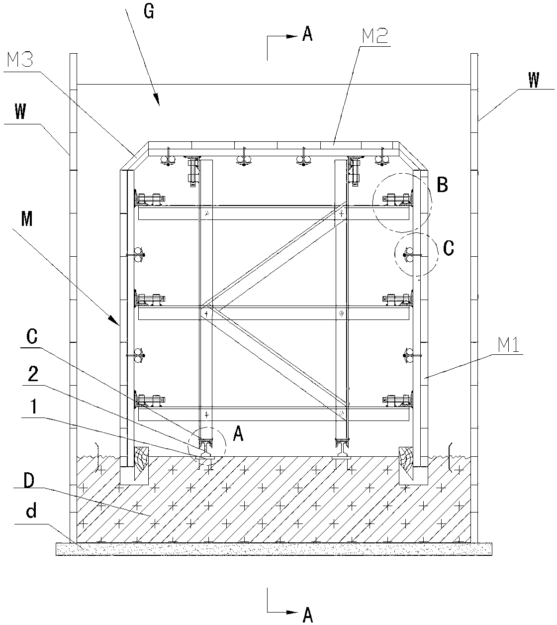 Integral horizontally moving type traveling shuttering construction device for long-strip-shaped uniform section concrete structure