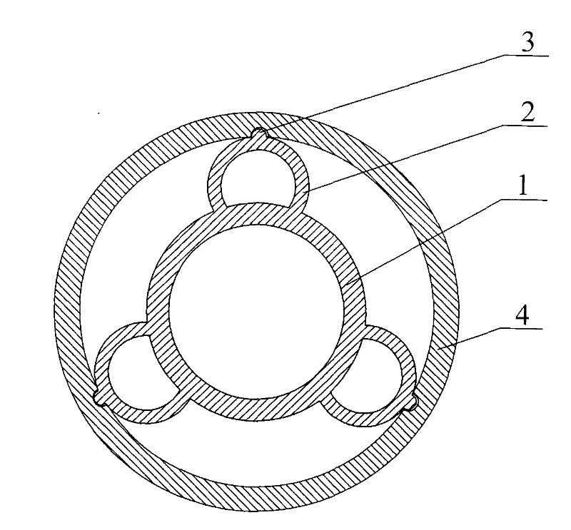 Rotary flexible shaft supporting tube with support blades having double-node cylindrical-annular sections