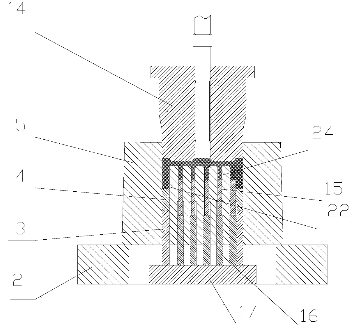 A static disc precision forming die structure for new energy vehicle air-conditioning compressors