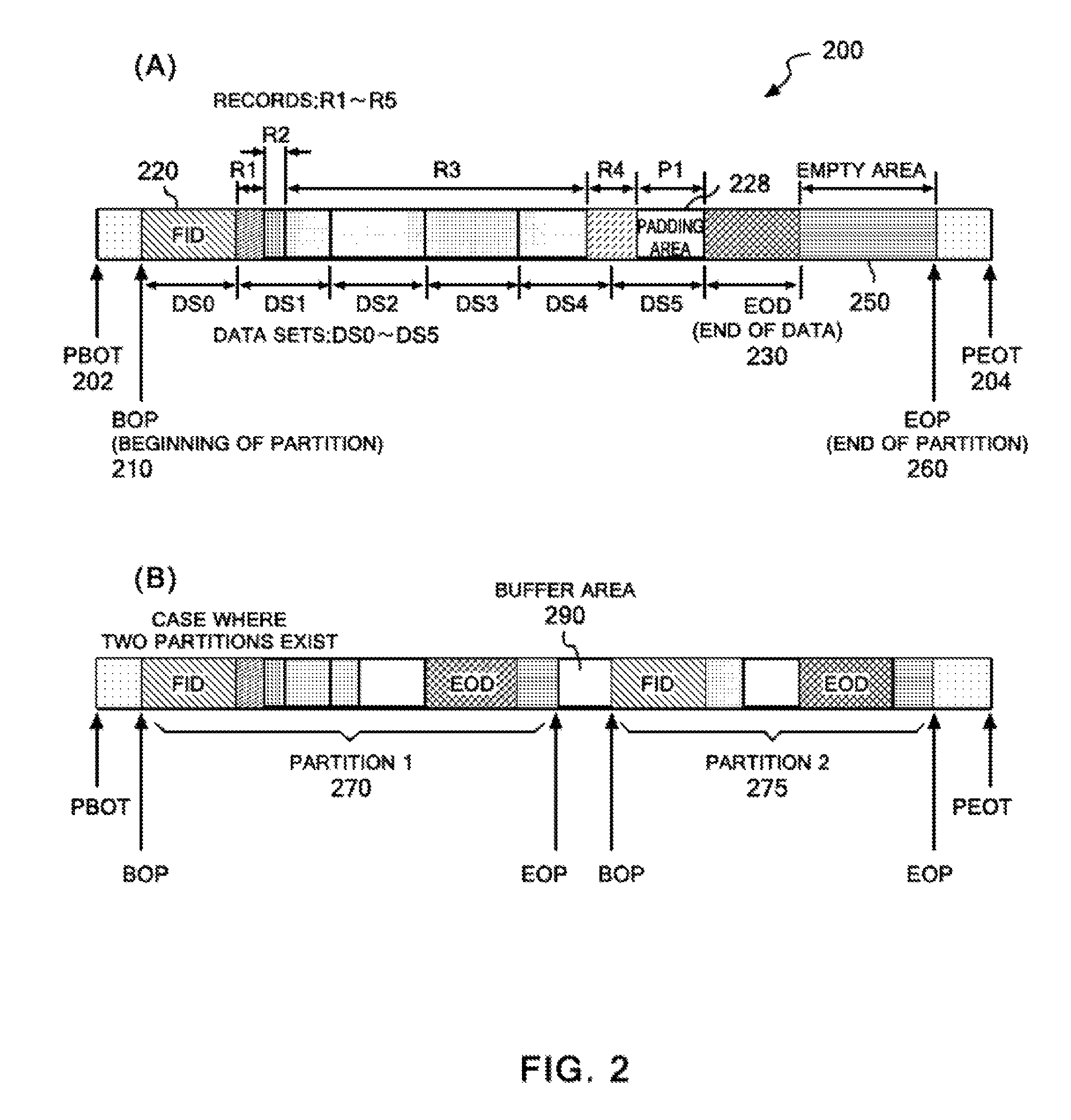 Tape recorder and tape recording that increases empty tape area without loss of necessary data