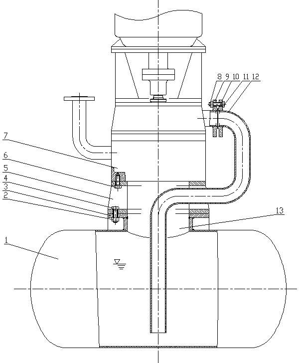 Installation structure of vertical self-priming pump on chemical tank