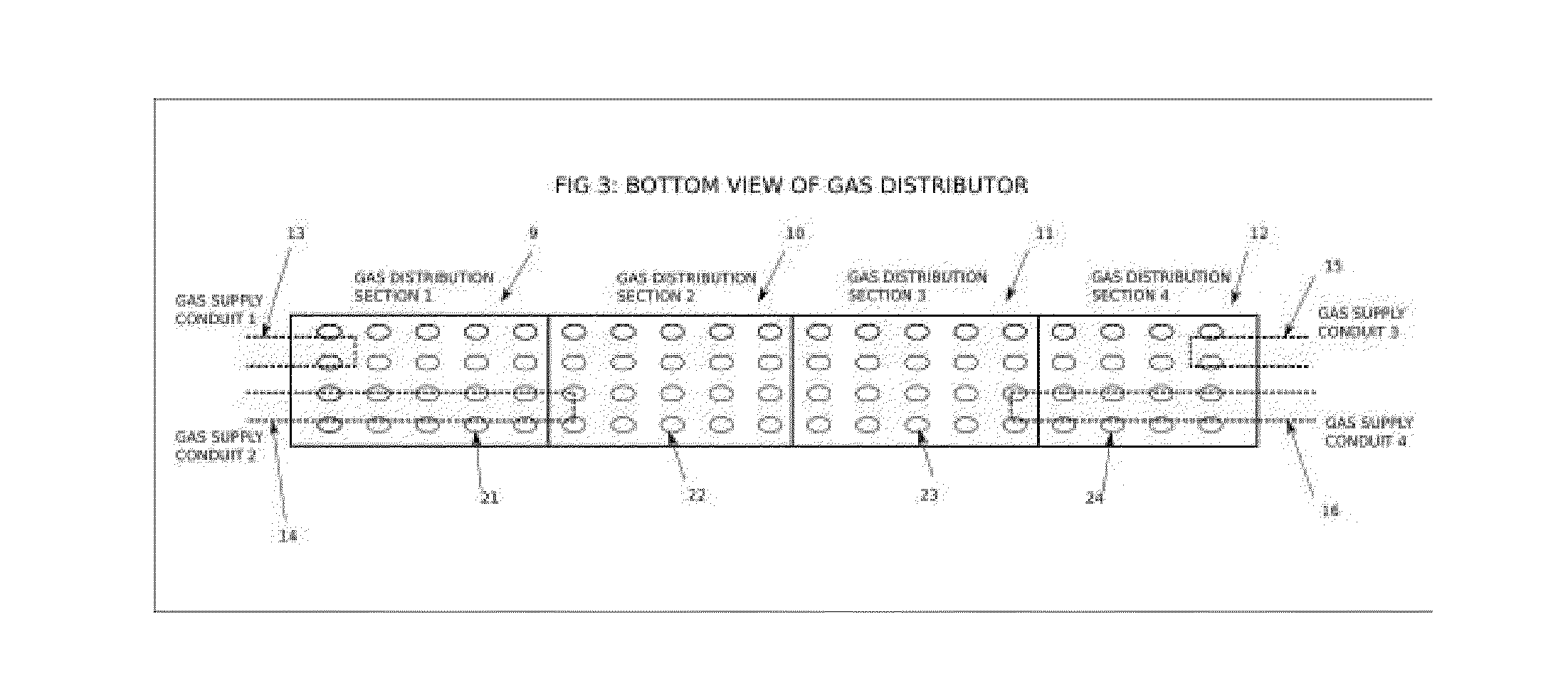 Gas distribution arrangement for rotary reactor