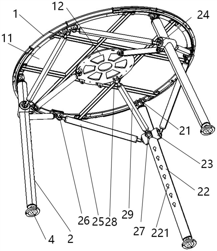 Supporting structure and three-legged floor house