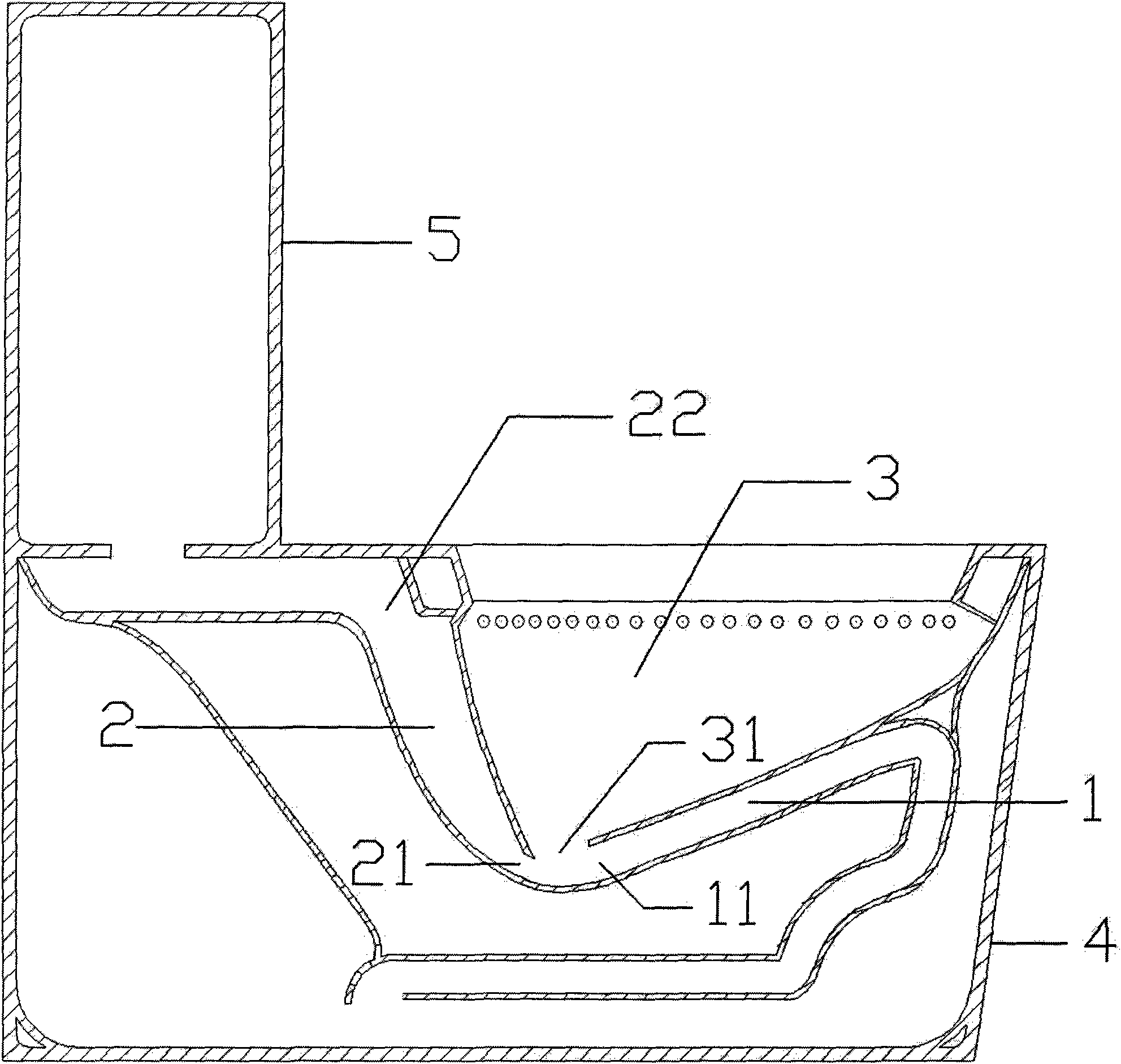 Ceramic pedestal pan with rearmounted flushing pipeline and manufacturing process thereof