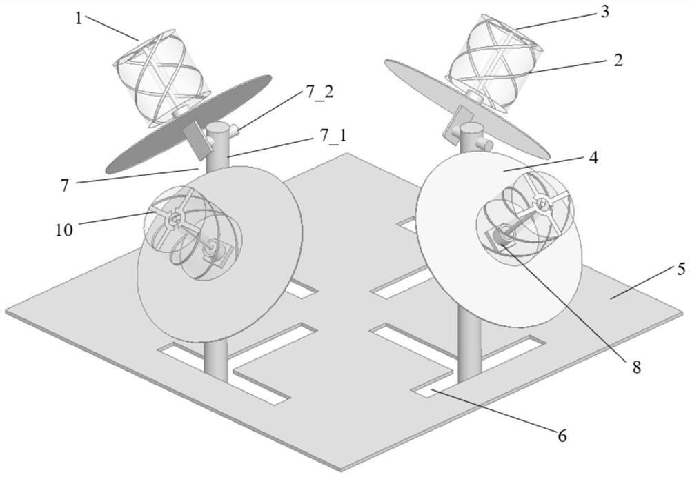 Controllable surface type small four-element four-arm helical antenna array