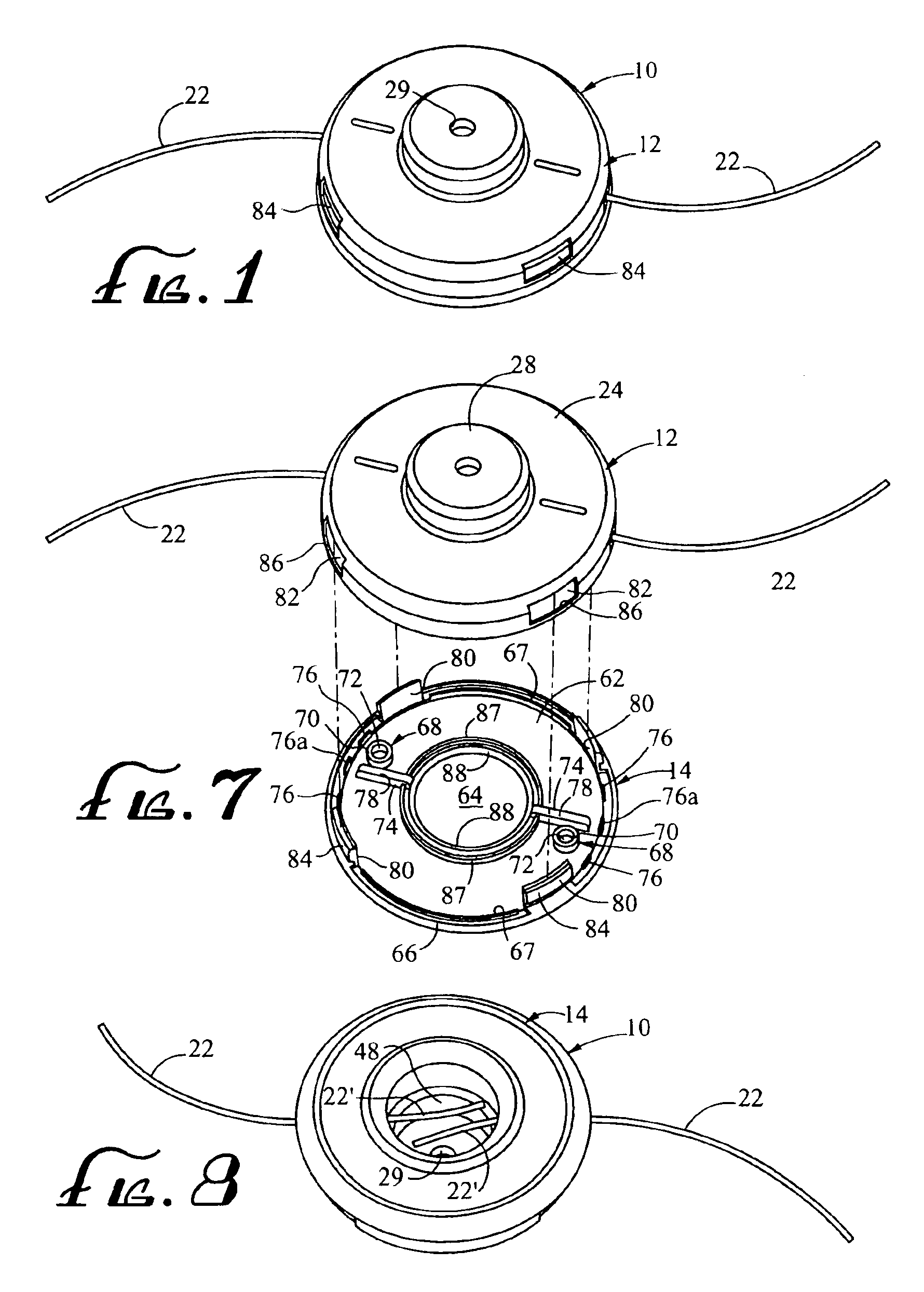 Fixed line head for flexible line rotary trimmers