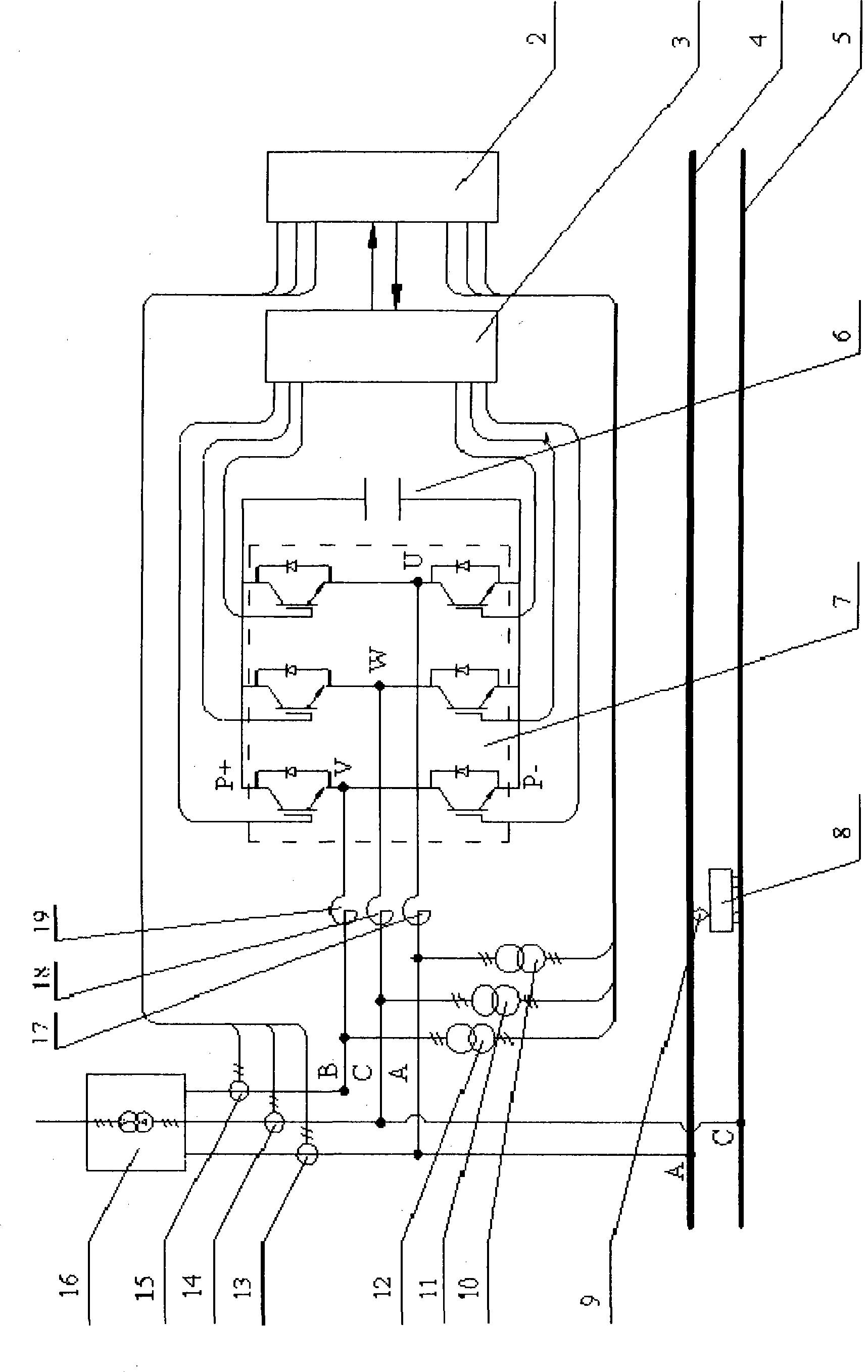 Non phase separation type traction power supply equipment for railway locomotive