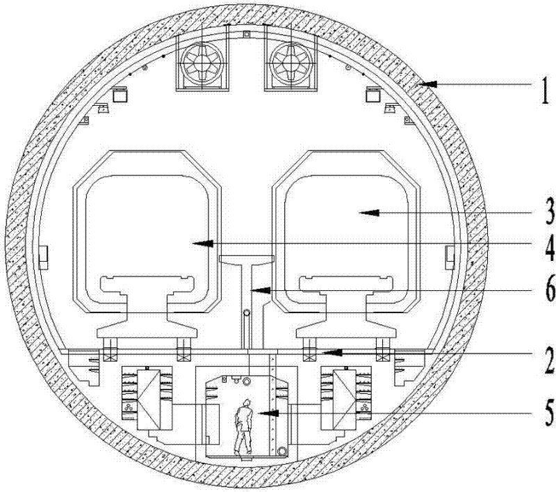 Escape platform and security channel structure for single-hole dual-line magnetic suspension tunnel