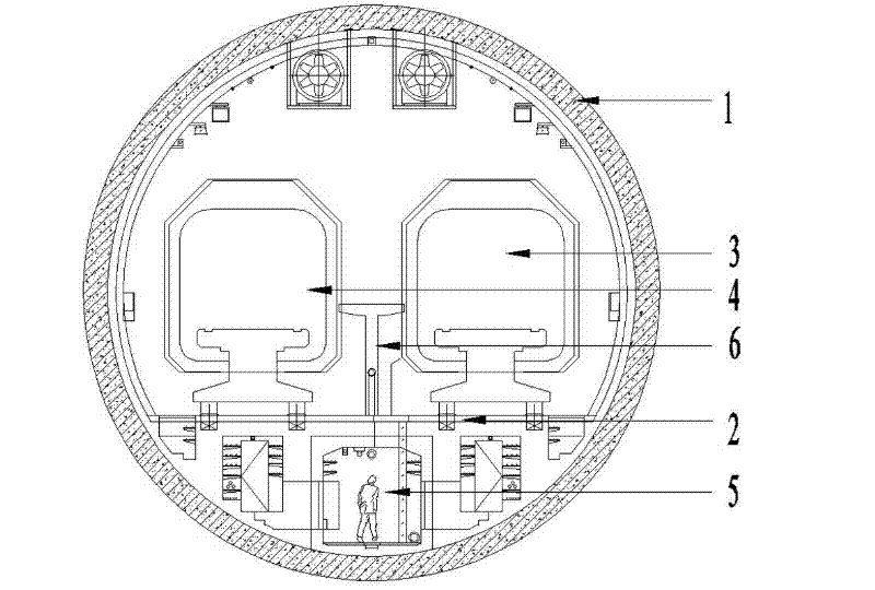 Escape platform and security channel structure for single-hole dual-line magnetic suspension tunnel