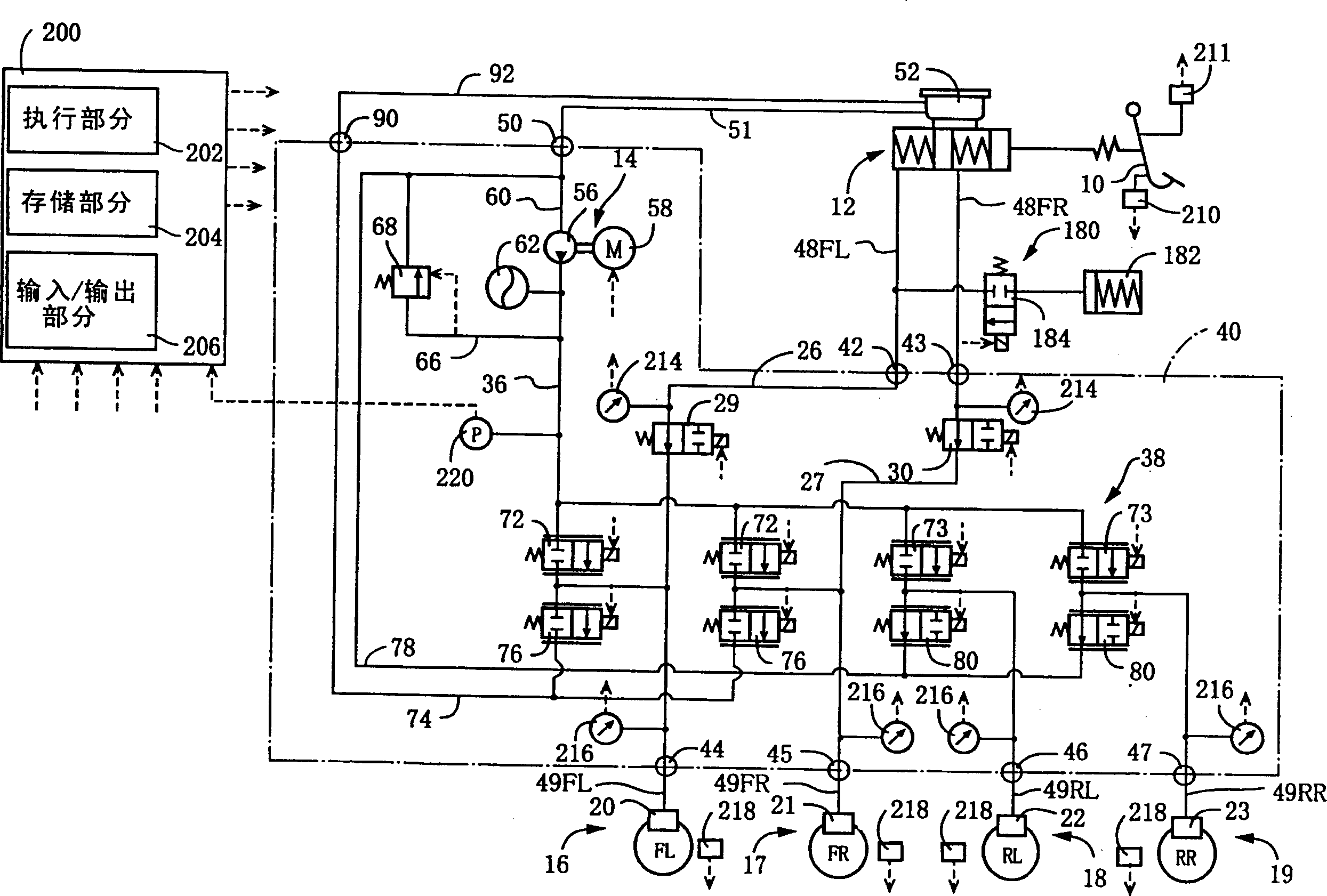 Electronically controlled hydraulic brake system