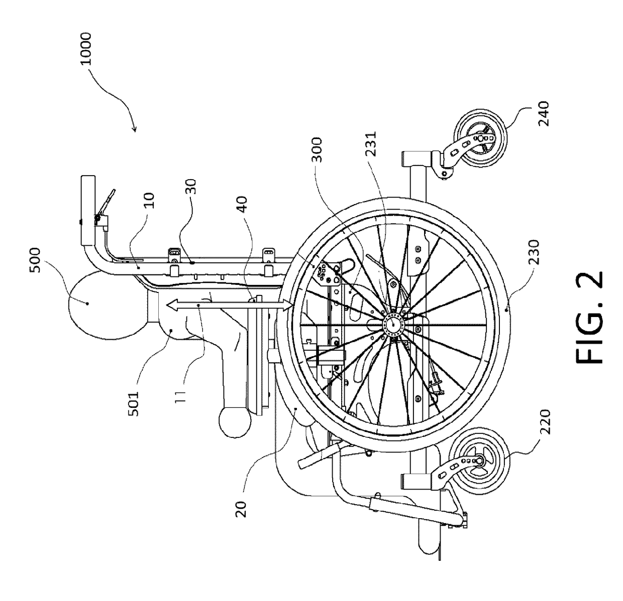 Mid-wheel tilt-in-space manual wheelchair with constant shoulder position