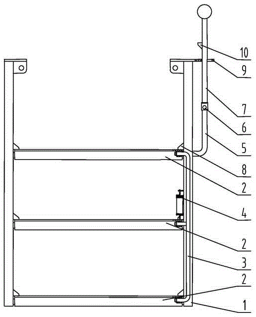 Revolvable and retractable boarding ladder with pedals for harvester