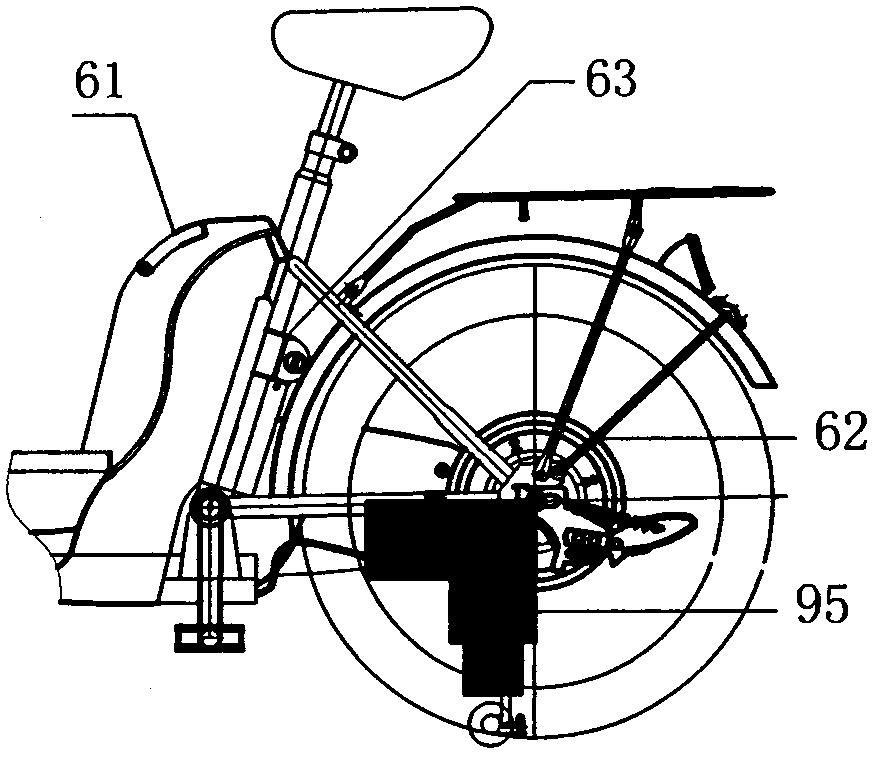 Two-wheeled automobile with electric rising and falling bracket