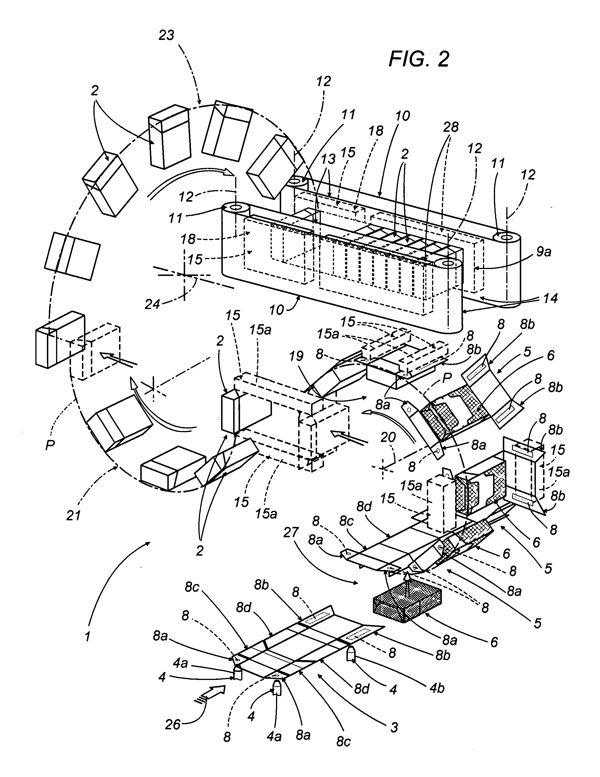 Method and a device for the assembly of packets for tobacco products