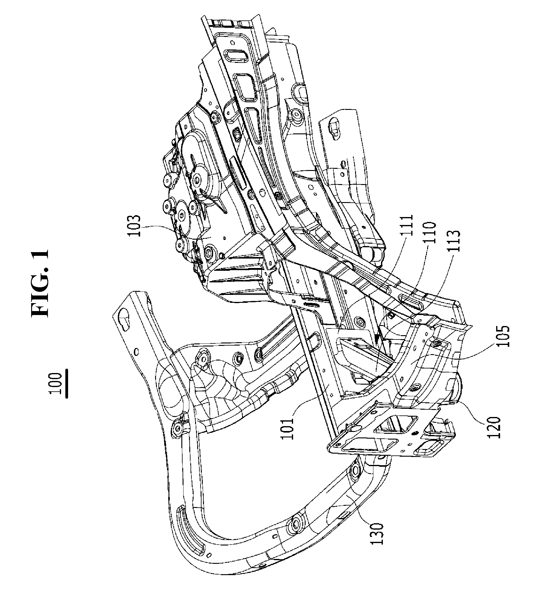 Structure for absorbing frontal collision energy of vehicle