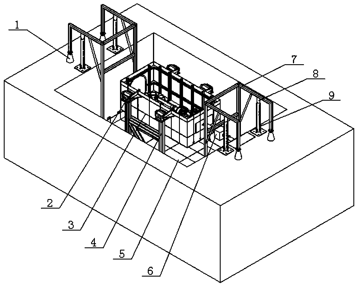 A test device that can realize variable water depth under the mooring state of various water jet propellers