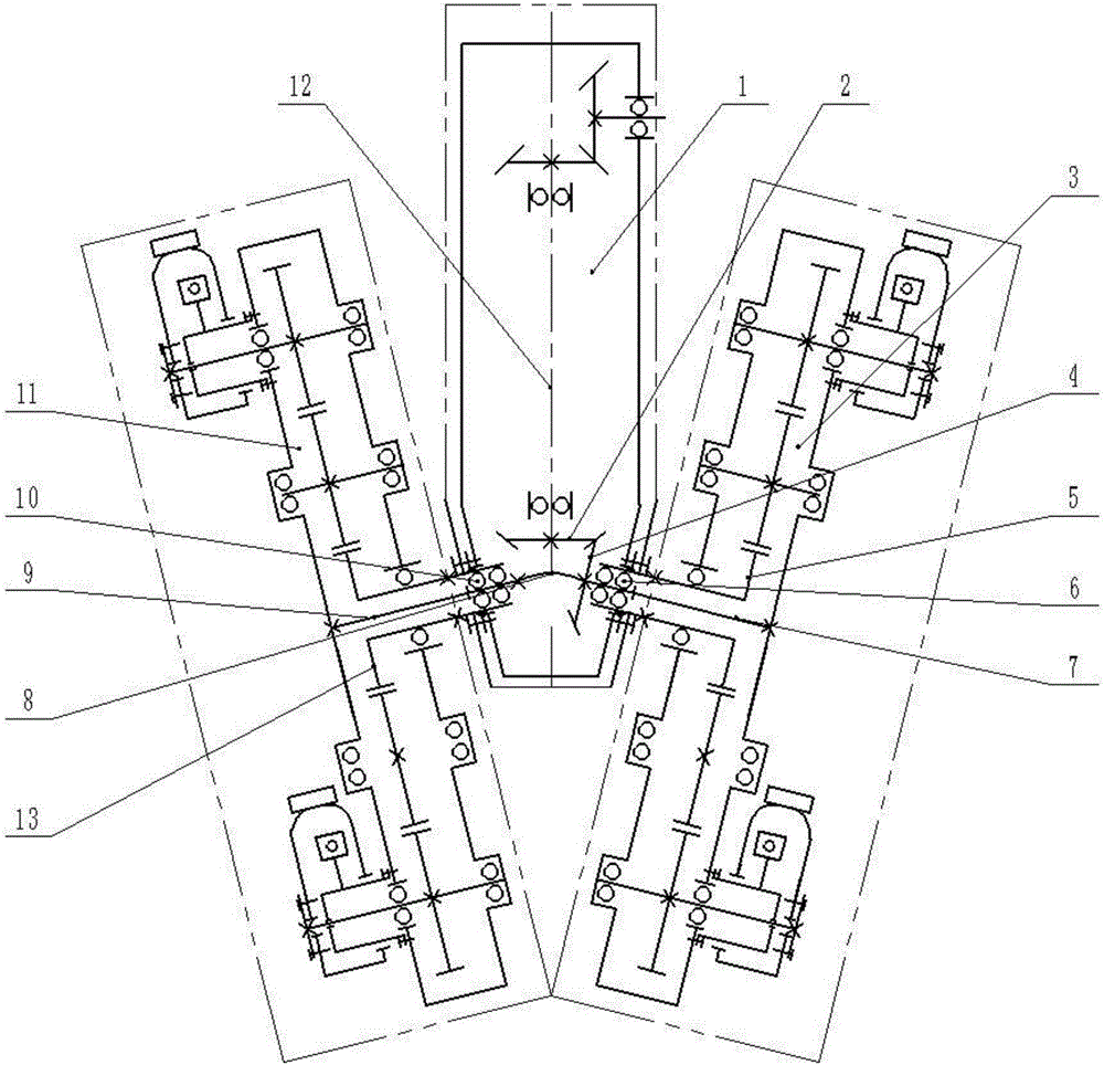 Inclined wide-narrow row pot seedling transplantation mechanism