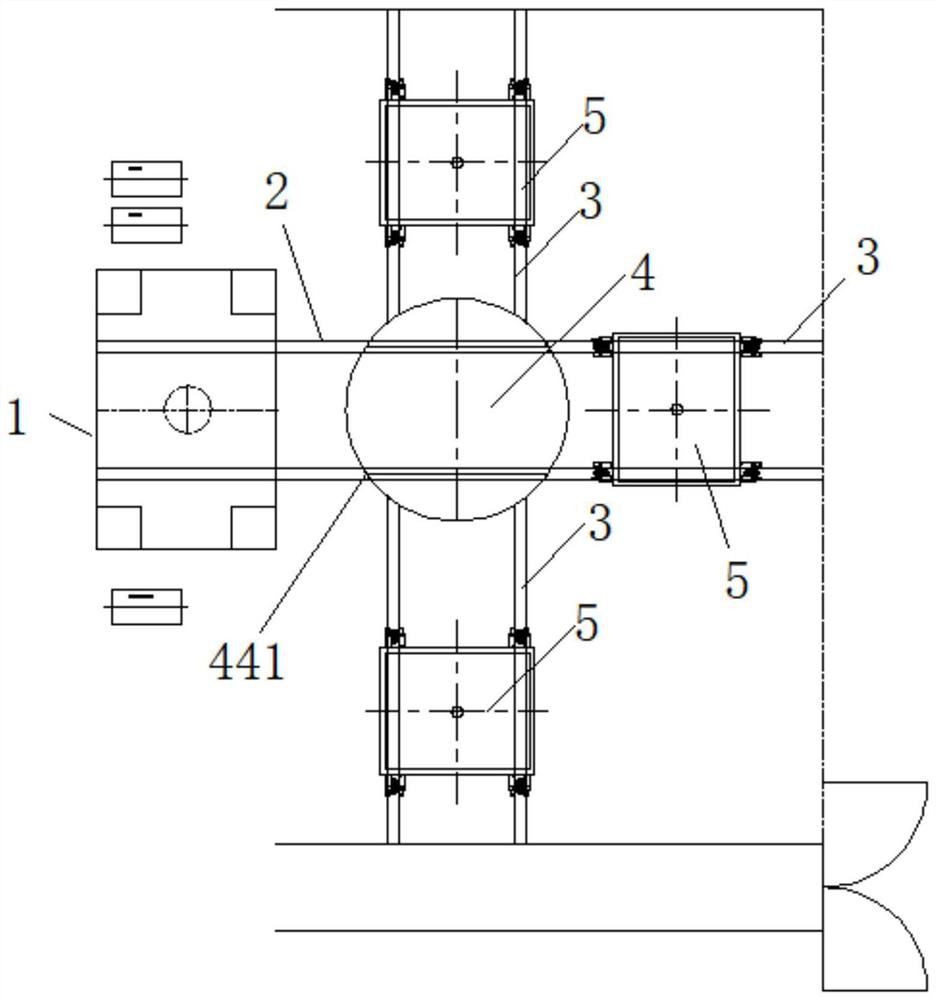 Radial rotary conveying mechanism for moving table of special-shaped steel rail forging and pressing production press machine