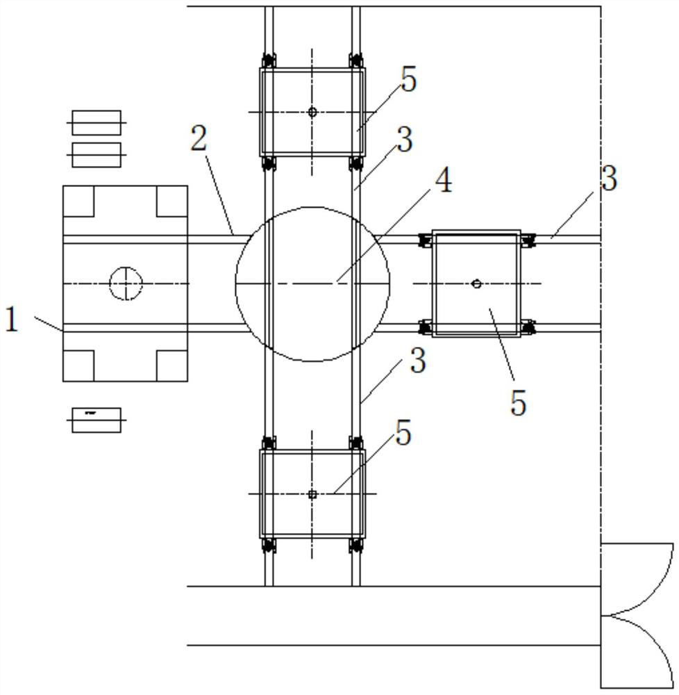 Radial rotary conveying mechanism for moving table of special-shaped steel rail forging and pressing production press machine