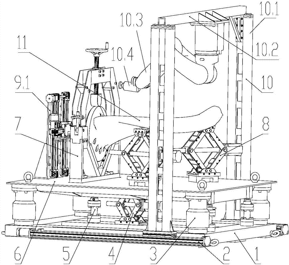 Combined platform for gravity center measurement and correction for paddle of controllable-pitch propeller