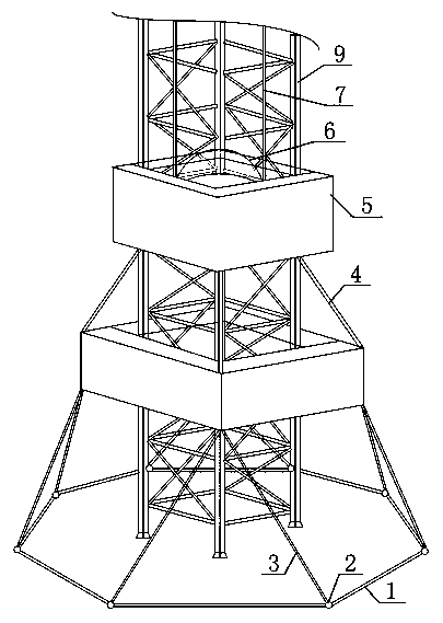 Device for reinforcing tower crane in coastal zone