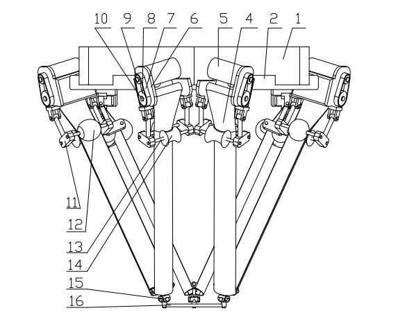 Six-freedom-degree parallel steel belt robot mechanism with roller device