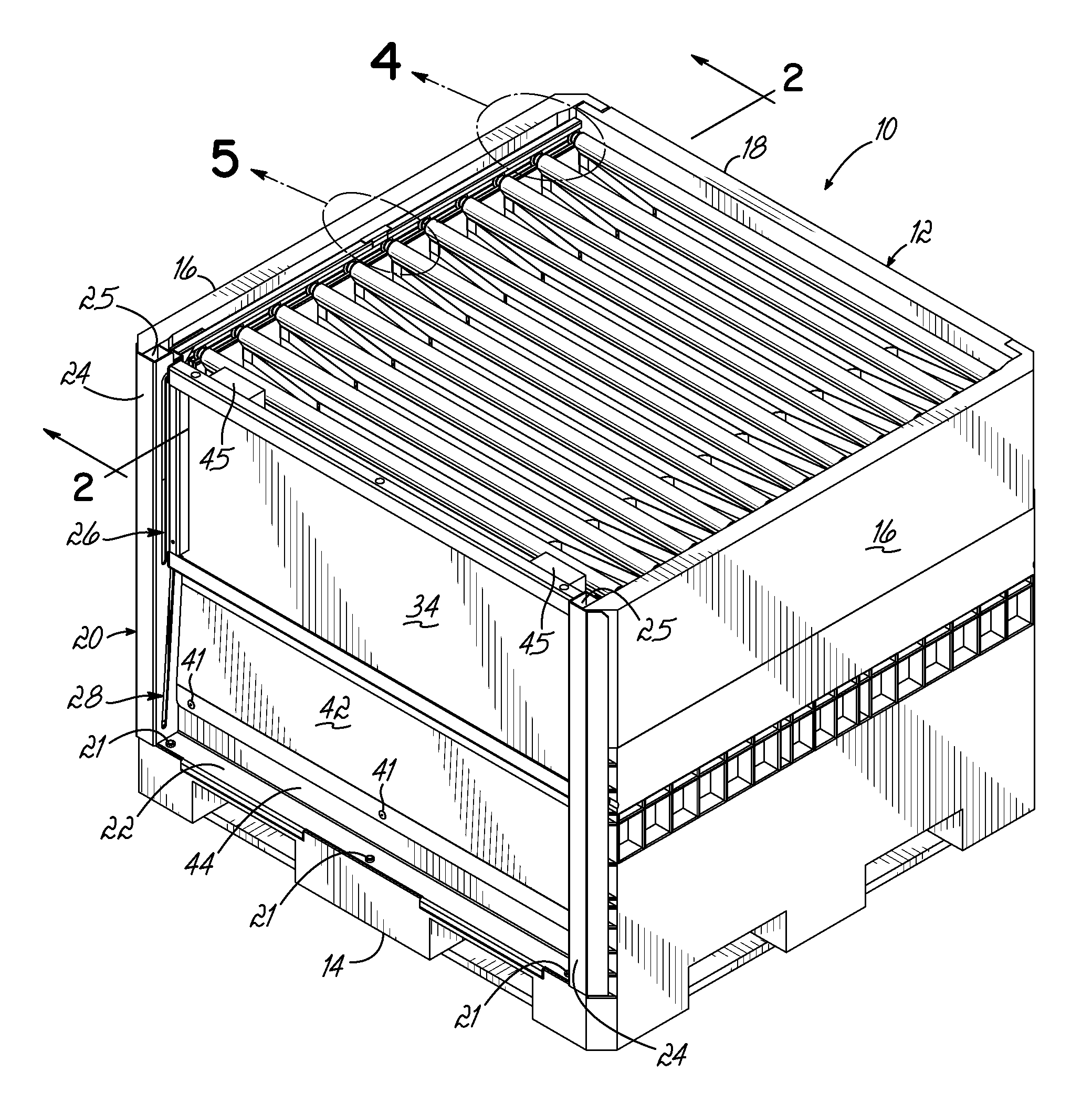 Container Having L-Shaped Tracks