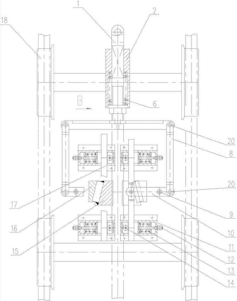 Double-wedge block braking system for transportation monorail of inclined shaft mine car rail