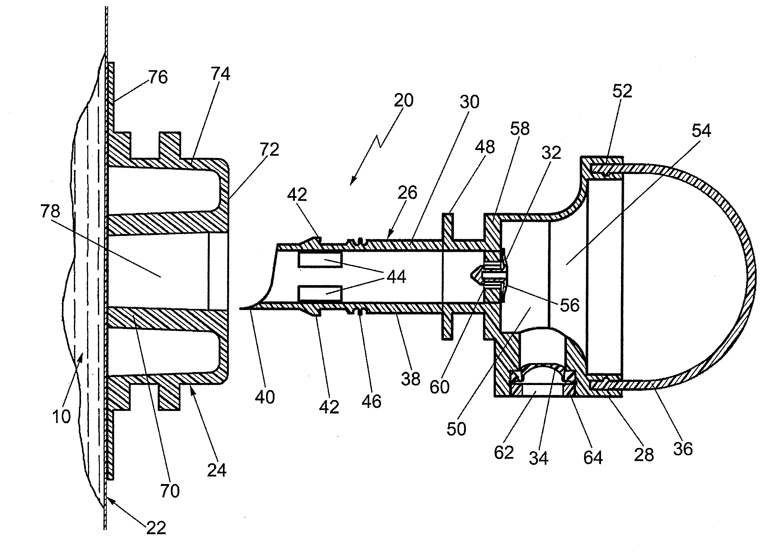 Volumetric metering fitment and package including the same