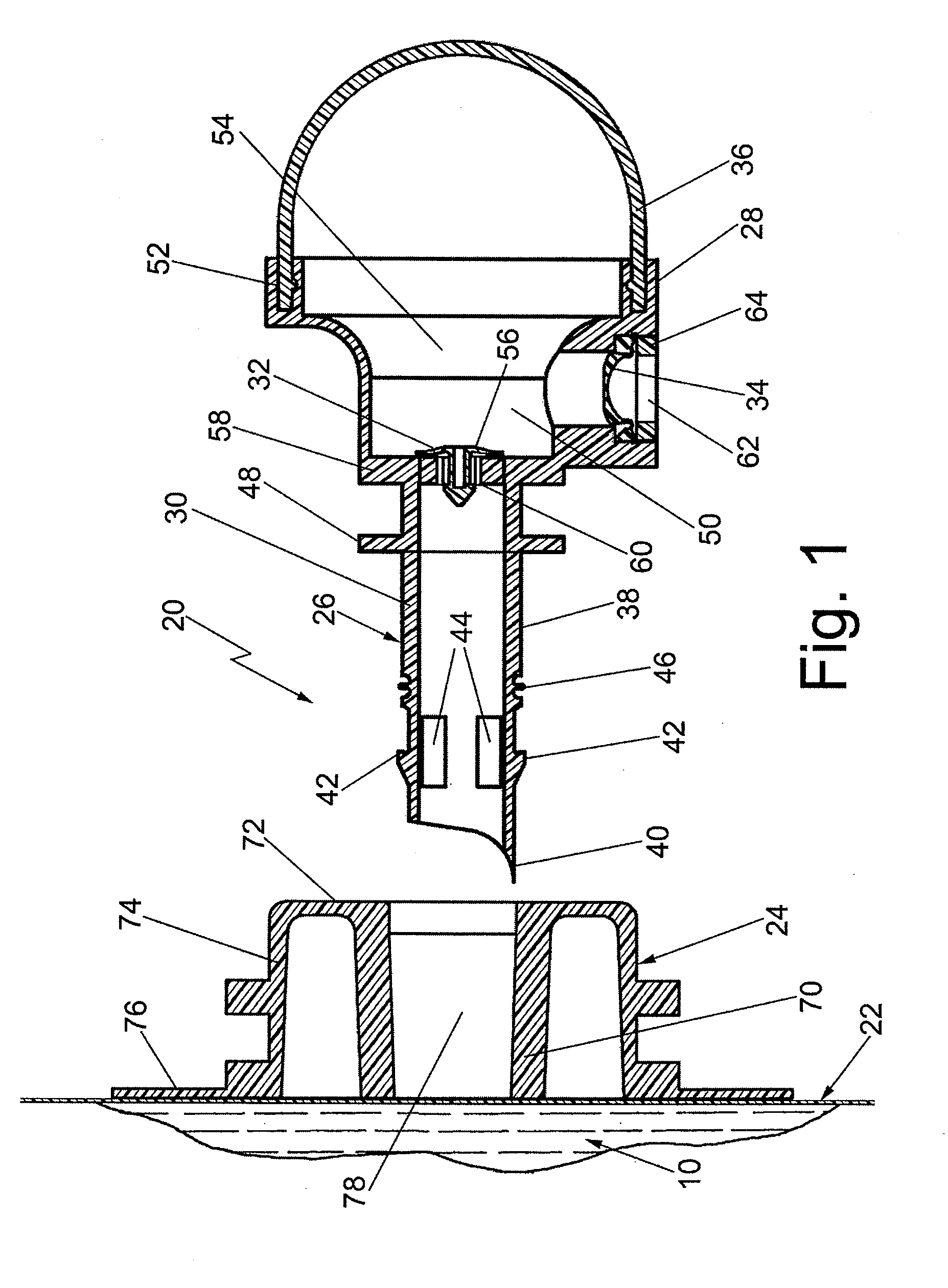 Volumetric metering fitment and package including the same