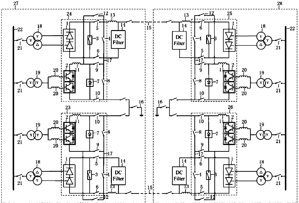 Hybrid DC converter valve group online deblocking circuit, method and device