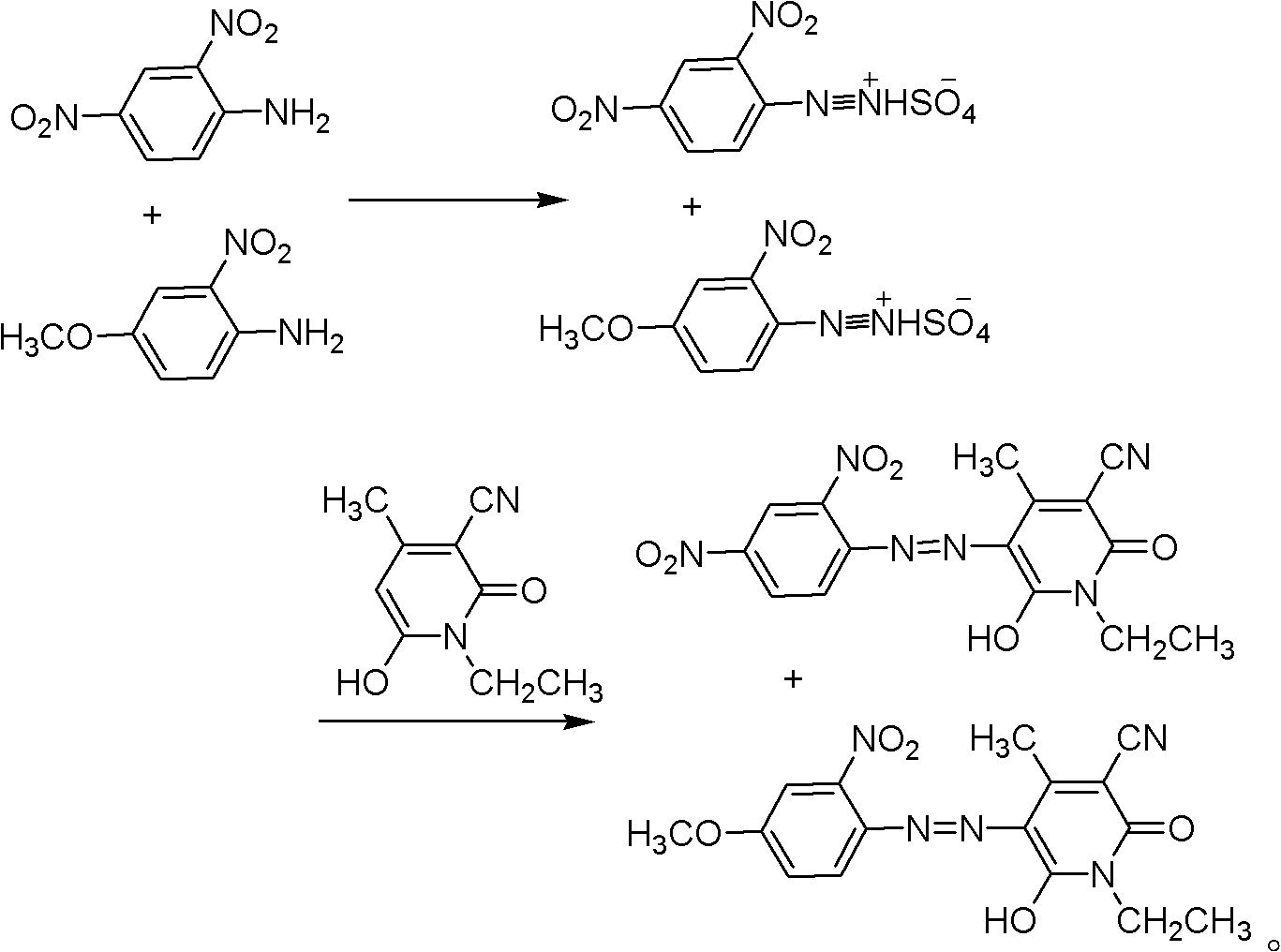 Dye composition, dye, preparation method and raw material composition of dye thereof