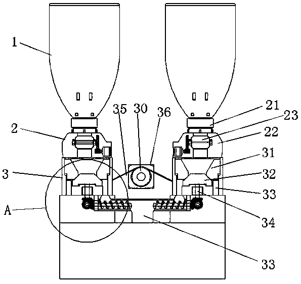 Double-bean grinding device for coffee machine