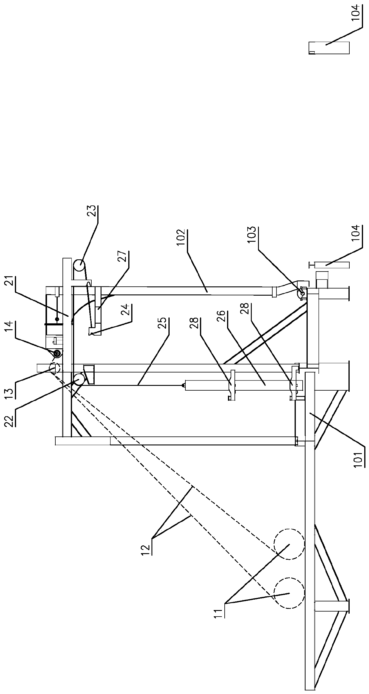 Winch lifting and standing system for rocket offshore launching station frame and lifting and standing control method of winch lifting and standing system