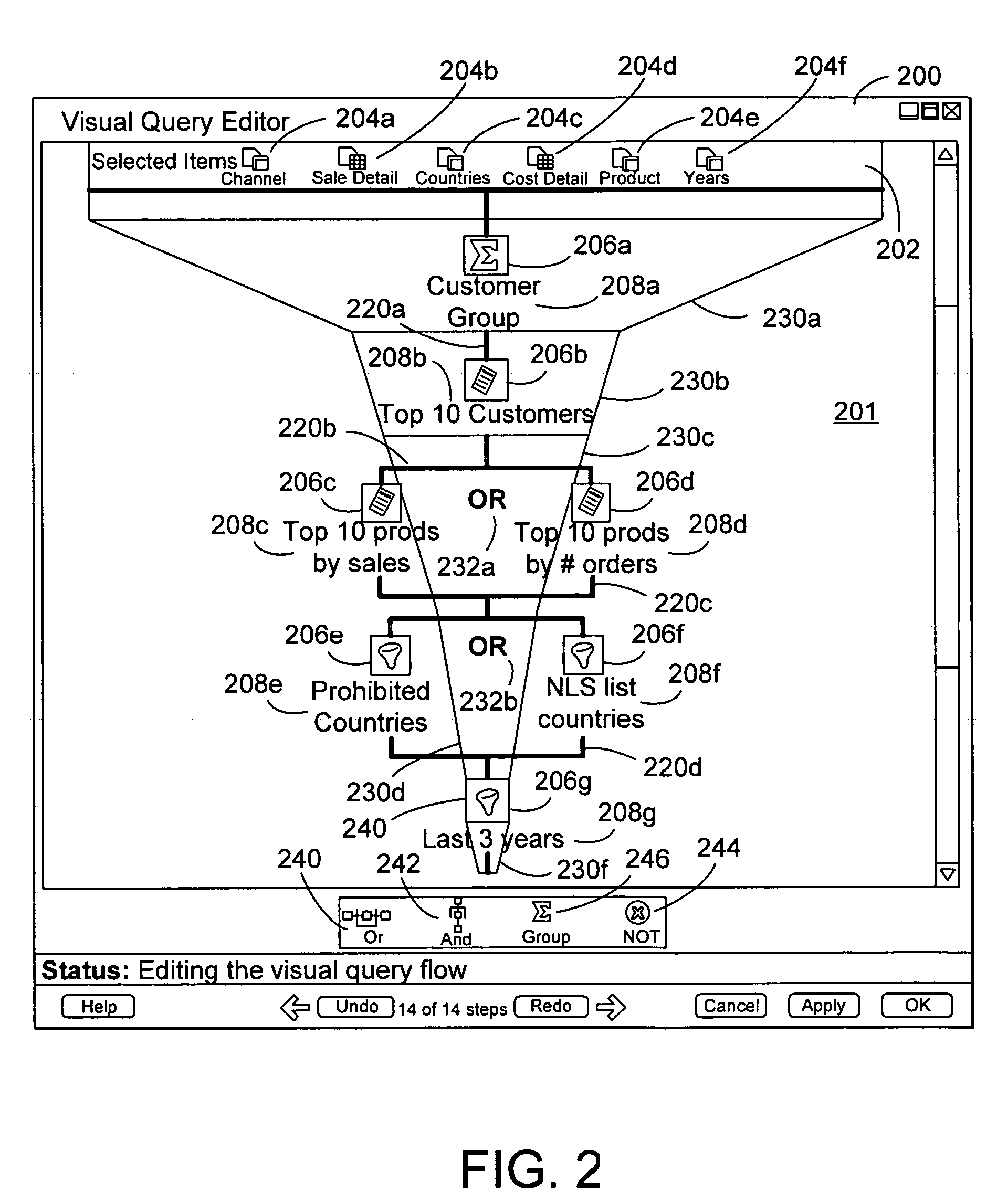 Graphical condition builder for facilitating database queries