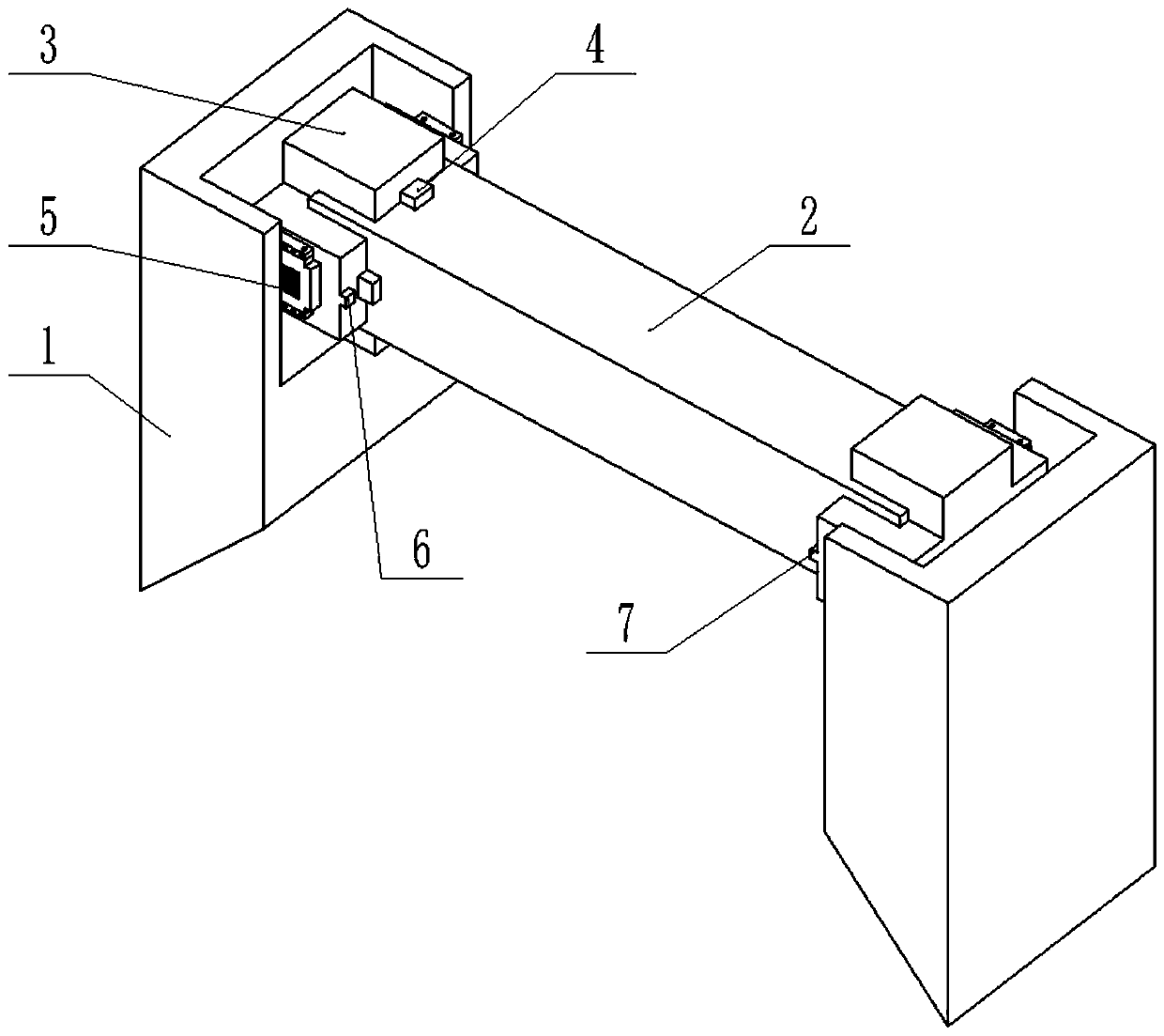 Movable arm tower crane climbing beam monitoring and adjusting system