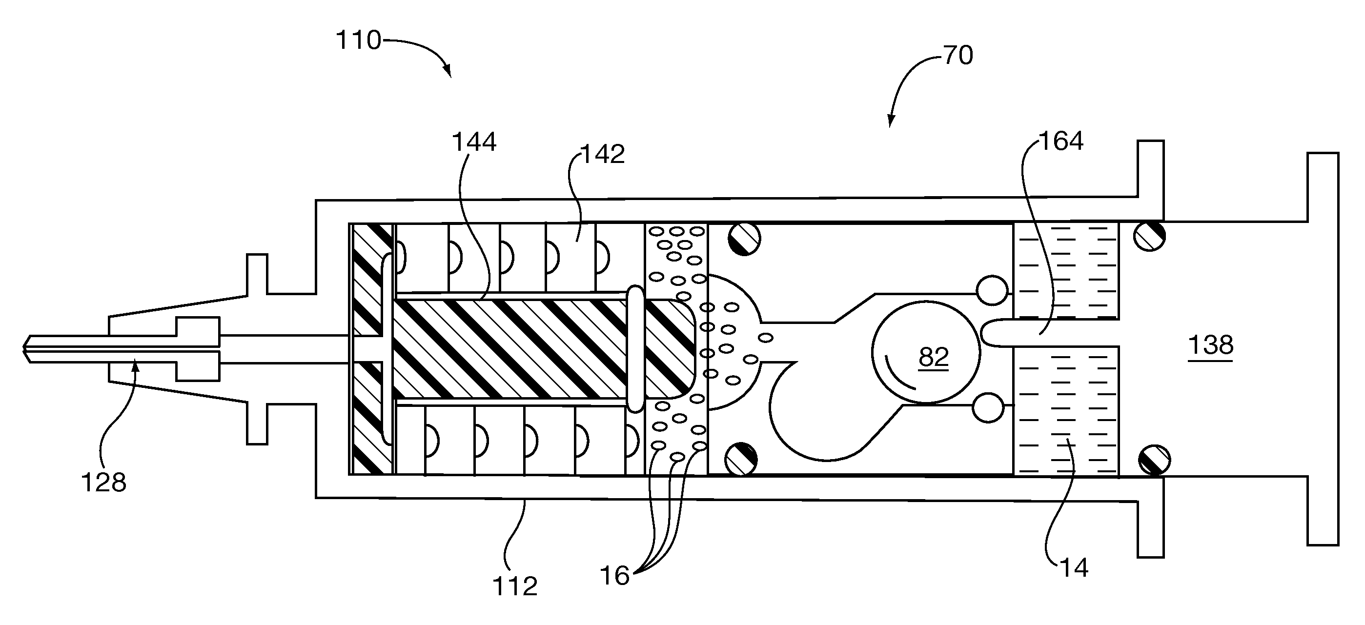 Syringe having extended blending path