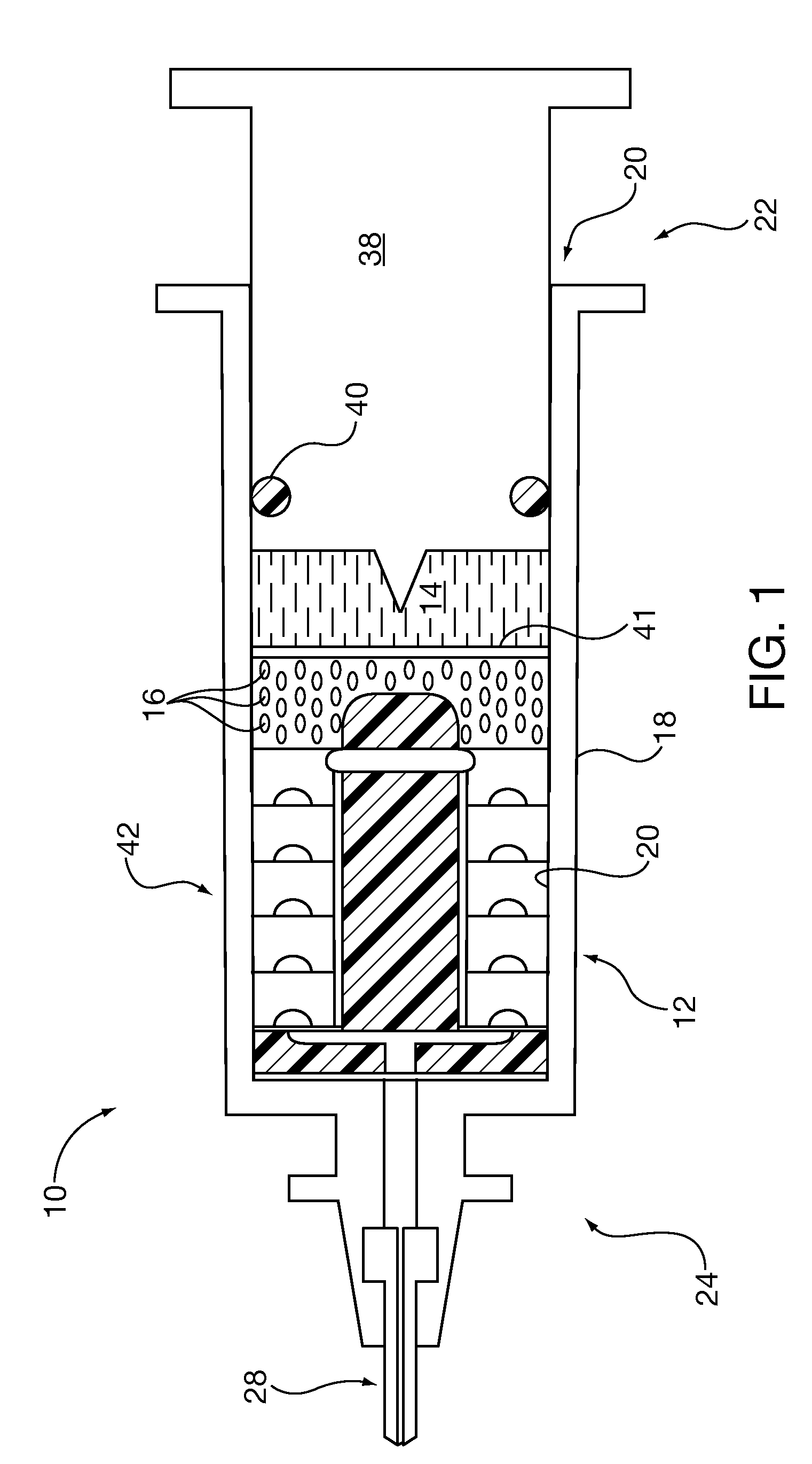 Syringe having extended blending path