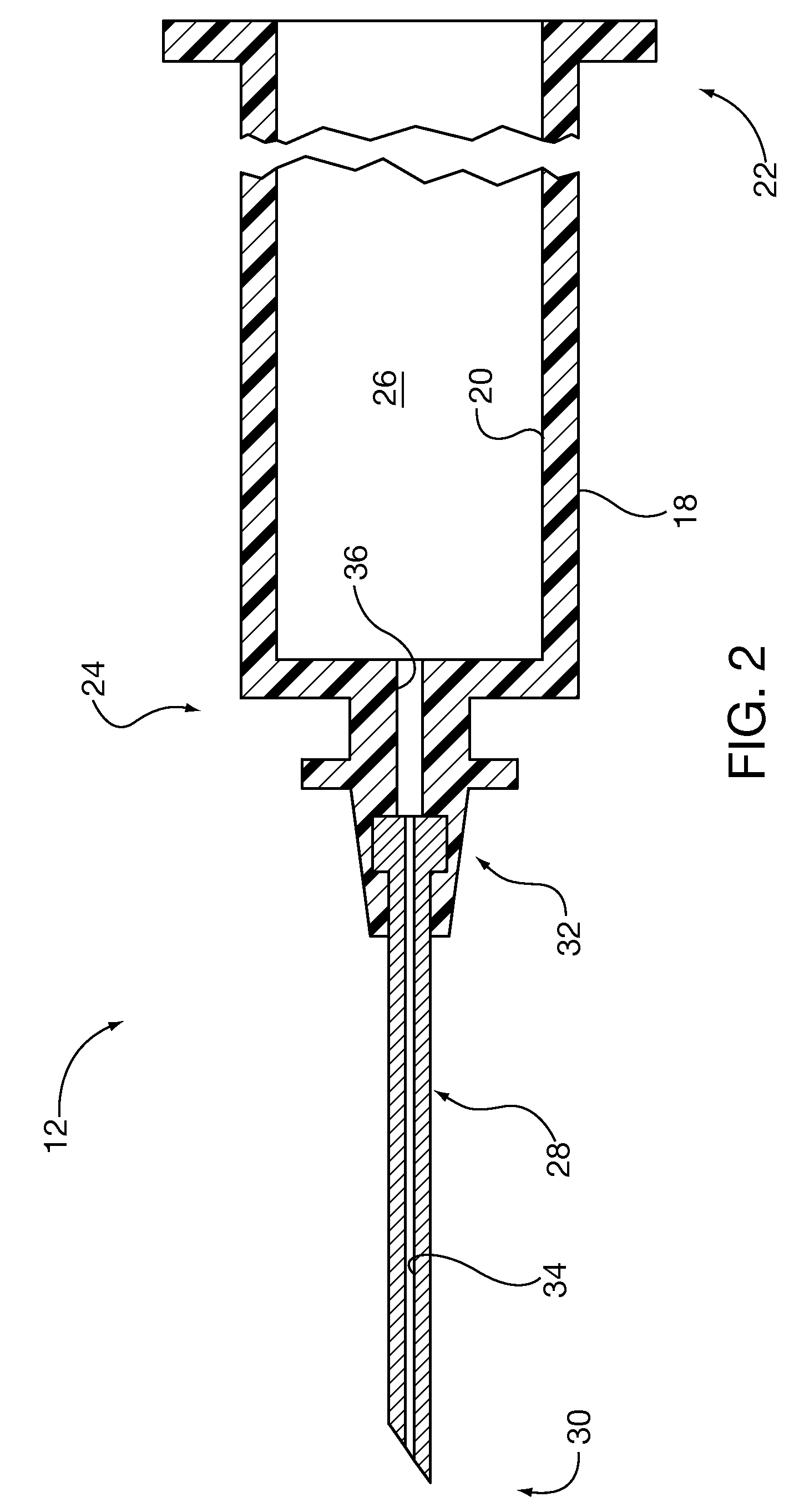 Syringe having extended blending path