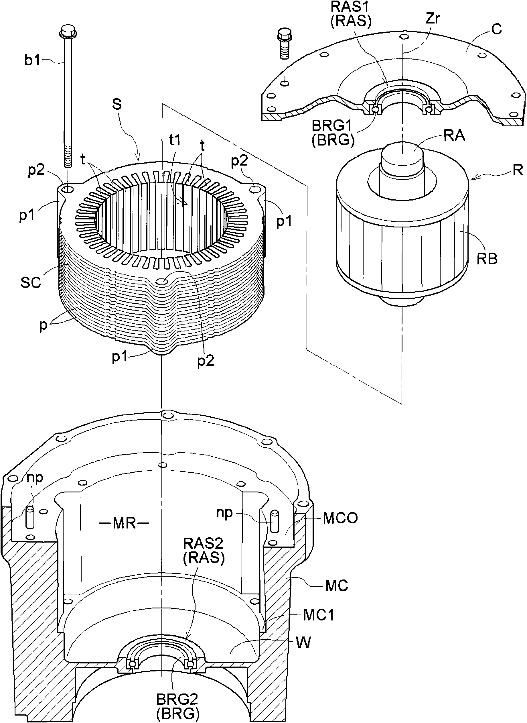 Method for adjusting position of stator