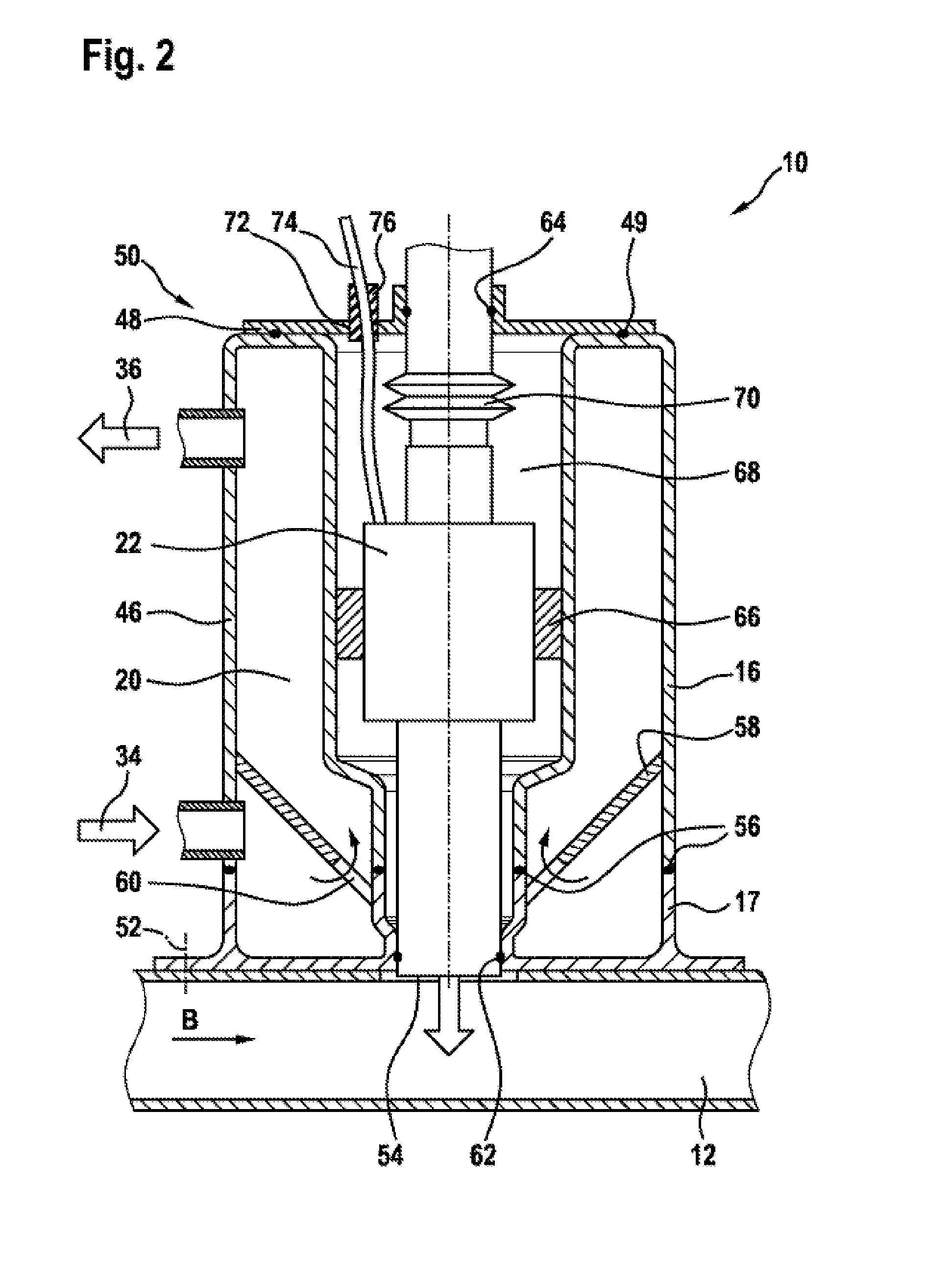 Metering module for metering a reducing agent