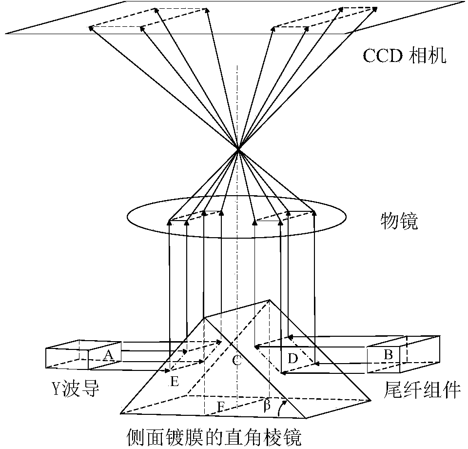 Online detection device and method for polarization axis alignment in direct coupling process of polarization-preserving fiber ring and Y waveguide