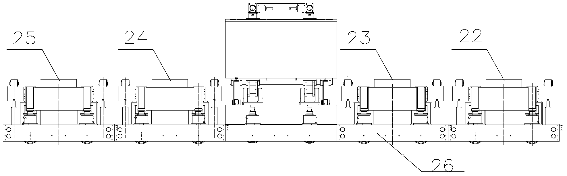 Large-scale high-precision combined type foaming mold vehicle device