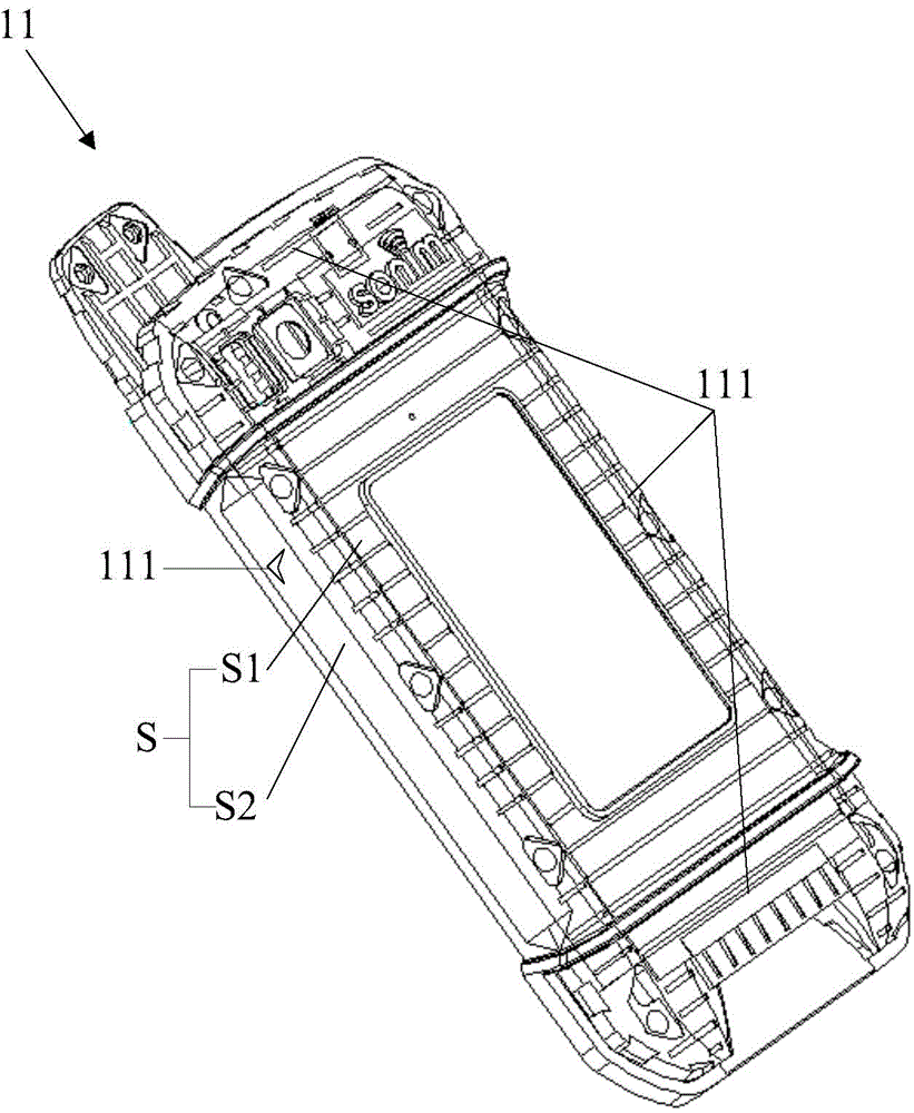 Double-shot injection moulding shell and injection mold