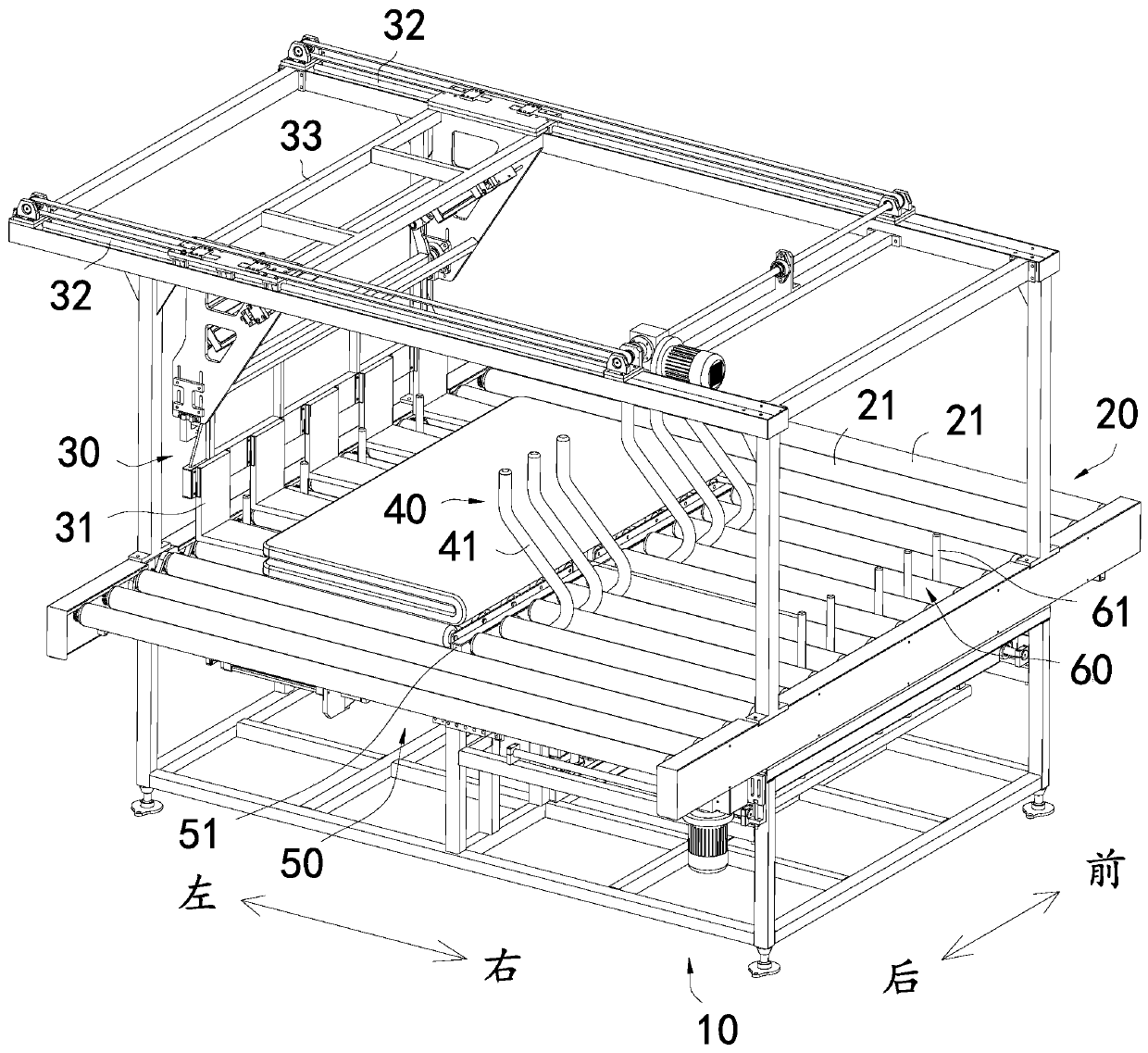 Soft cushion conveying device and method and soft cushion rolling, pressing and packaging device and method