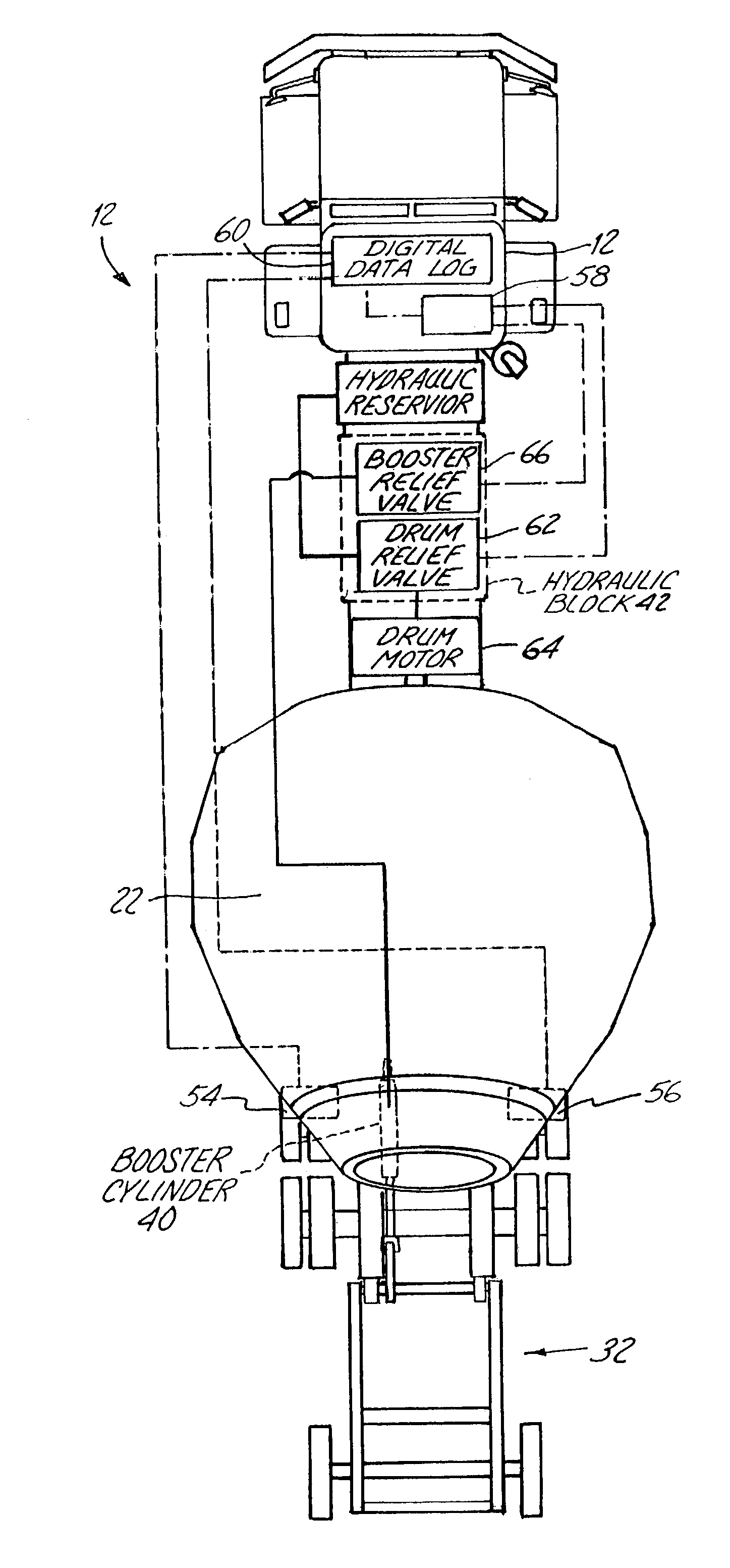 Concrete mixing truck anti-rollover system