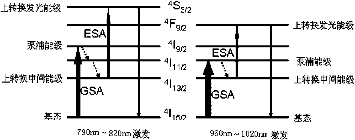 Measuring method of up-conversion intermediate energy level lifetime of erbium ions