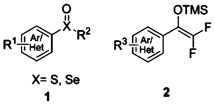 Method for synthesizing difluoroalkyl or difluoromethyl sulfur-containing or selenium-containing compounds