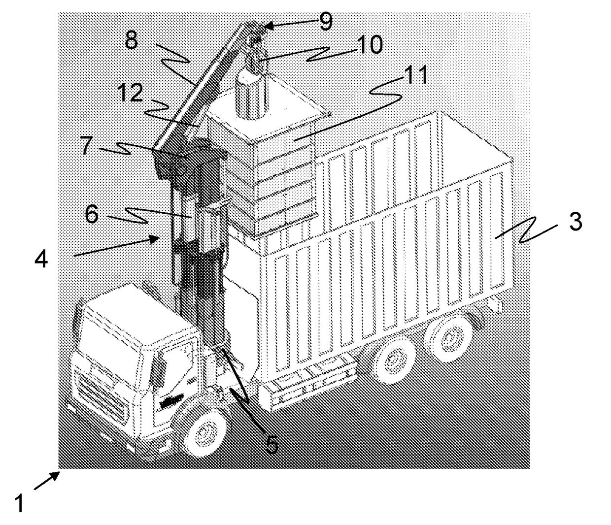 Lifting device on a lorry